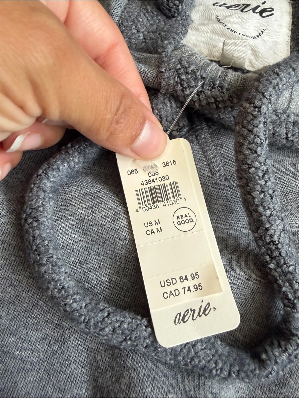 Aerie Tres Chic Chenille Hoodie Soft Comfy Gray Oversized SZ M NWT - Picture 3 of 9